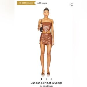 superdown Brown Faux Leather Mini Skirt